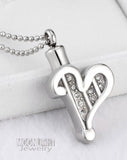 Heart Crystal Harp Love Cremation Urn Keepsake Ashes Memorial Necklace