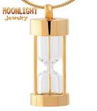 New Hourglass Gold Cremation Hour Glass Urn Keepsake Ashes Memorial Necklace