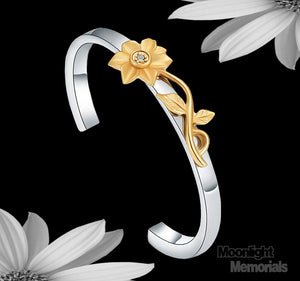 New Flower Sun Daisy Stainless Steel Cremation Memorial Urn Ashes Bracelet