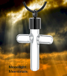 Cross Glass Urn Cremation Pendant Ash Holder Memorial Necklace