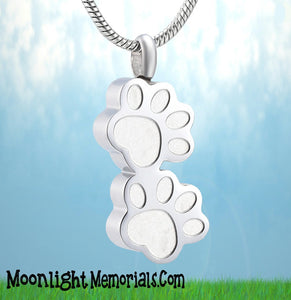 Paw Print Dog Cat Pet Urn Cremation Necklace