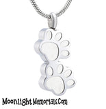 Paw Print Dog Cat Pet Urn Cremation Necklace