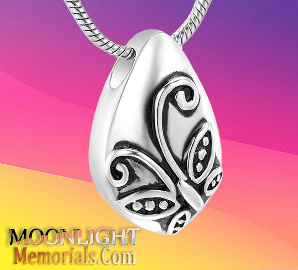 Butterfly Cremation Urn Keepsake Ashes Memorial Necklace