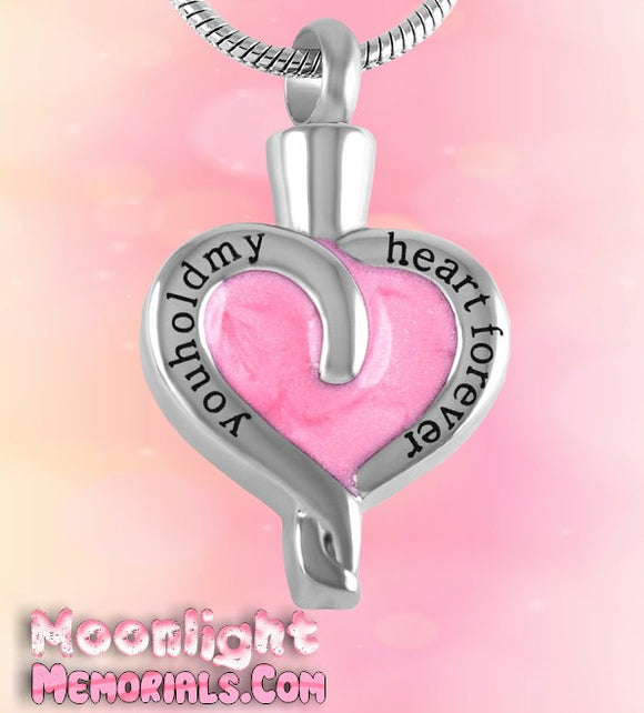 You Hold My Heart Forever Cremation Urn Keepsake Ashes Memorial Necklace