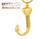 Fish Hook Heart Urn Cremation Necklace