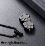 Paw Print Dog Cat Pet Urn Cremation Necklace