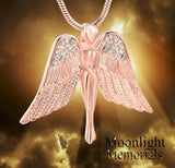 Angel Wings Crystal Urn Keepsake Ashes Memorial Necklace