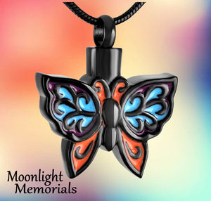 Butterfly Color Urn Cremation Pendant Ash Holder Memorial Necklace