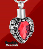 Birthstones Crystal Locket Cremation Urn Ashes Holder Memorial Necklace