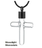 Cross Glass Urn Cremation Pendant Ash Holder Memorial Necklace