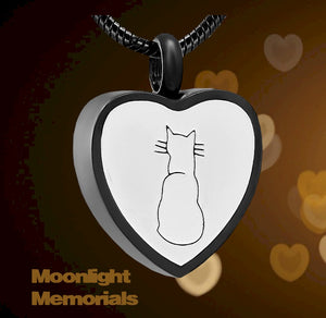 Cat Heart Kitty Pet Urn Cremation Pendant Ash Holder Memorial Necklace