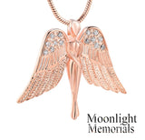 Angel Wings Crystal Urn Keepsake Ashes Memorial Necklace