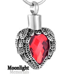 Birthstones Crystal Locket Cremation Urn Ashes Holder Memorial Necklace