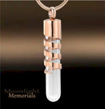 Glass Cylinder Urn Cremation Pendant Ash Holder Memorial Necklace