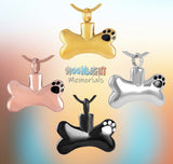 Dog Bone Paw Print Cremation Pendant Ashes Holder Memorial Necklace