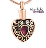 Heart Crystal Embossed Black Urn Cremation Pendant Ashes Holder Memorial Necklace