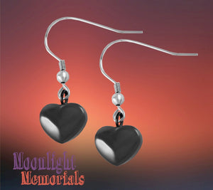 Heart Black Cremation Stainless Steel Earrings