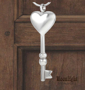 Key Heart Urn Cremation Necklace