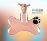 Dog Bone Paw Print Cremation Pendant Ashes Holder Memorial Necklace