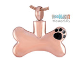 Dog Bone Paw Print Cremation Pendant Ashes Holder Memorial Necklace