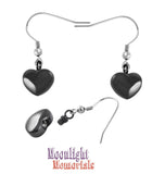 Heart Black Cremation Stainless Steel Earrings