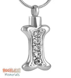 Dog Bone Crystal Urn Cremation Pendant Ashes Holder Memorial Necklace