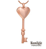 Key Heart Urn Cremation Necklace