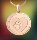 Pet Paw Print Heart Urn Cremation Necklace