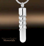 Glass Cylinder Urn Cremation Pendant Ash Holder Memorial Necklace