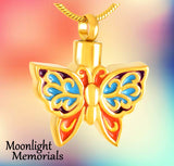 Butterfly Color Urn Cremation Pendant Ash Holder Memorial Necklace