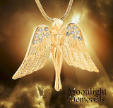 Angel Wings Crystal Urn Keepsake Ashes Memorial Necklace