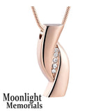 Elegant Crystal Stainless Steel Urn Cremation Necklace