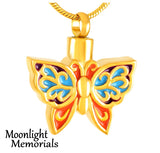 Butterfly Color Urn Cremation Pendant Ash Holder Memorial Necklace