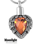 Birthstones Crystal Locket Cremation Urn Ashes Holder Memorial Necklace