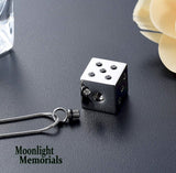 Dice Crystal Urn Cremation Pendant Ash Holder Memorial Necklace