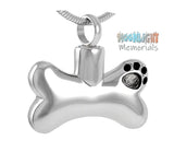 Dog Bone Paw Print Cremation Pendant Ashes Holder Memorial Necklace