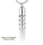 Glass Cylinder Urn Cremation Pendant Ash Holder Memorial Necklace