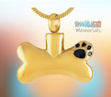 Dog Bone Paw Print Cremation Pendant Ashes Holder Memorial Necklace