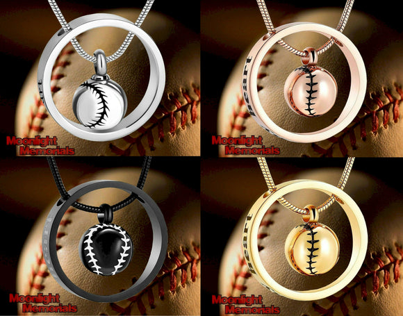 Baseball Always In My Heart Urn Cremation Pendant Ash Holder Memorial Necklace