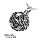 Elegantly Embossed Ball Urn Cremation Pendant Necklace