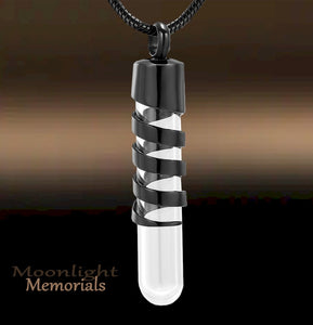 Glass Cylinder Urn Cremation Pendant Ash Holder Memorial Necklace