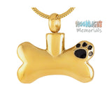 Dog Bone Paw Print Cremation Pendant Ashes Holder Memorial Necklace