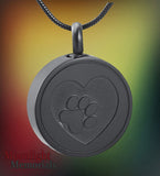 Pet Paw Print Heart Urn Cremation Necklace