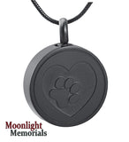 Pet Paw Print Heart Urn Cremation Necklace