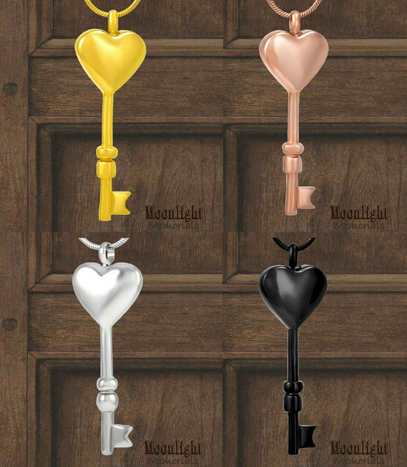 Key Heart Urn Cremation Necklace