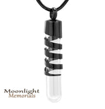 Glass Cylinder Urn Cremation Pendant Ash Holder Memorial Necklace