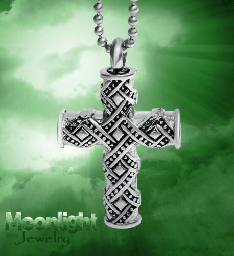 Celtic Cross Irish Cremation Urn Keepsake Ashes Memorial Necklace