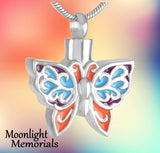 Butterfly Color Urn Cremation Pendant Ash Holder Memorial Necklace