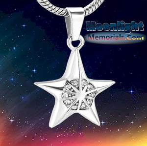 Star Inlay Crystal Cremation Urn Keepsake Ashes Memorial Necklace