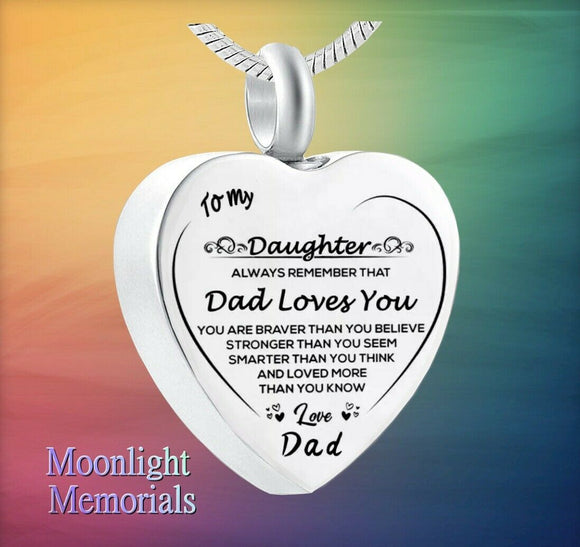 New To My Daughter Dad Loves You Cremation Urn Ashes Necklace